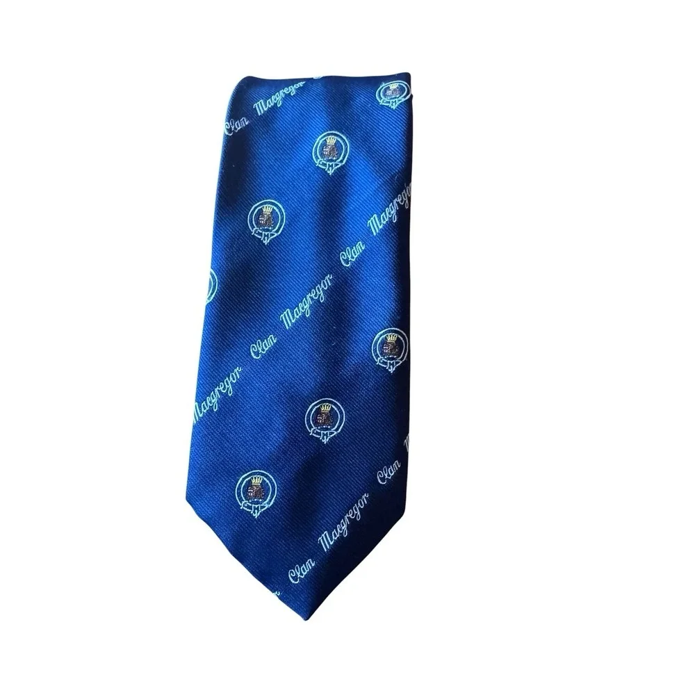 Loch Carron Of Scotland Clan MacGregor Men's Navy Blue Tie Lion With Crown